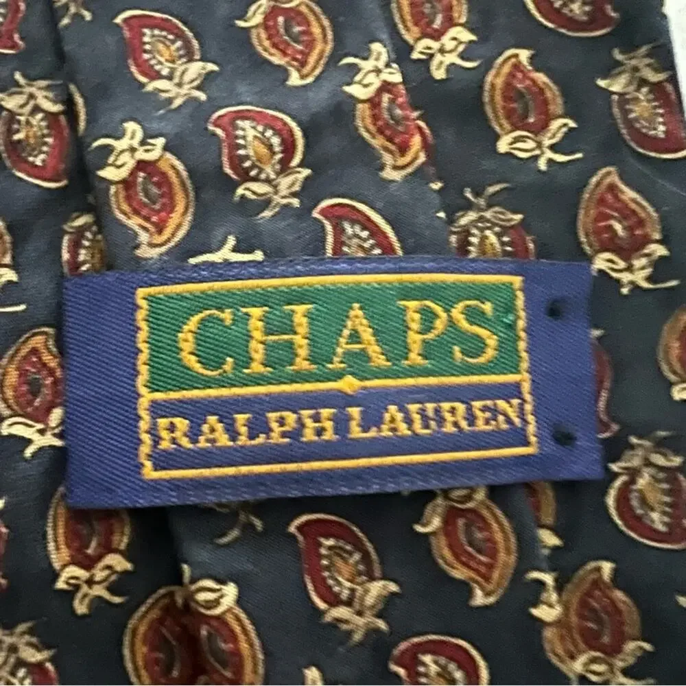 RALPH LAUREN CHAPS Silk Tie VINTAGE Great Condition Blue Gold FAST SHIP 877-13